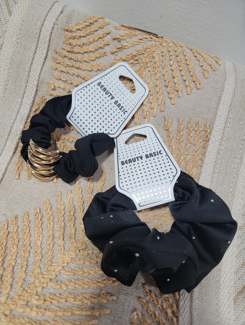 Black Scrunchie Set with Gold Accent